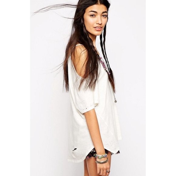 Free People After Party Cold Shoulder Linen Tee - Picture 4 of 11